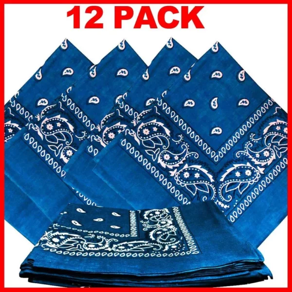 Bandanas (12 Pack) 22″ x 22″ 100% Cotton