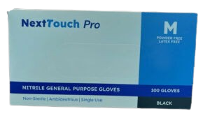 Next Touch Pro Black Gloves Powder Free Katex Free Size M