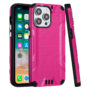 For iPhone 15 Pro Max METKASE Strong Tough Metallic Design Hybrid in Premium Slide-Out Package - Hot Pink