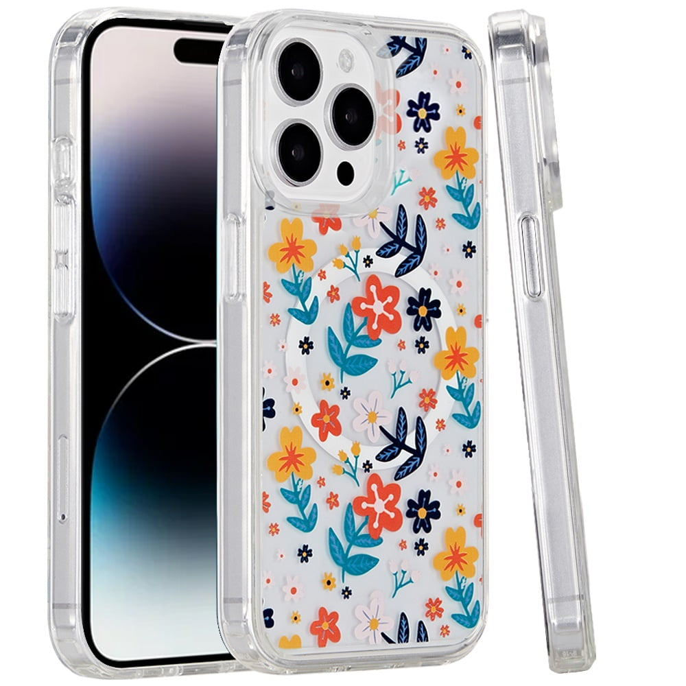 [PolyBag] For iPhone 14 PRO MAX 6.7″ Magnetic Space UV Design Case – Colorful Floral