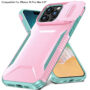 For iPhone 16 Pro Max 6.9 inch Ultimate U Design Hybrid with Camera Window Covering - Pink+Teal