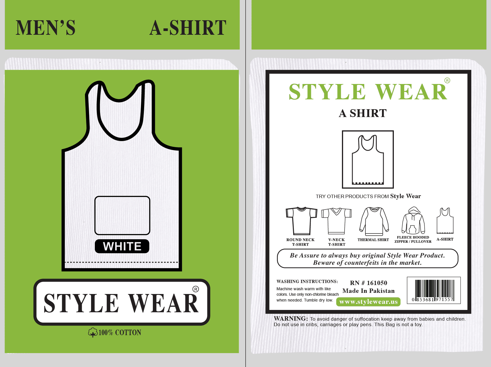 Style Wear A-Shirt Size 2XL