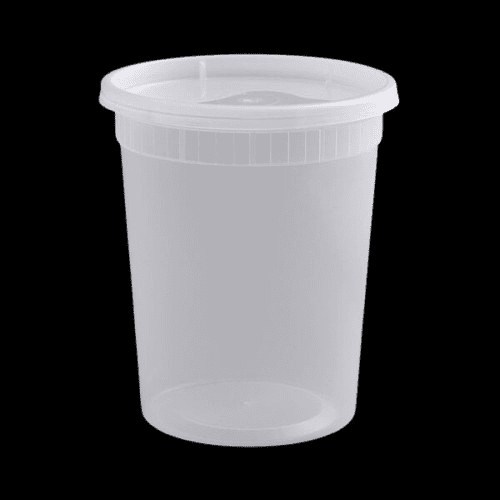 Rise Heavy Duty 32 oz. Microwavable Translucent Plastic Deli Container and Lid Combo Pack – 240/Case