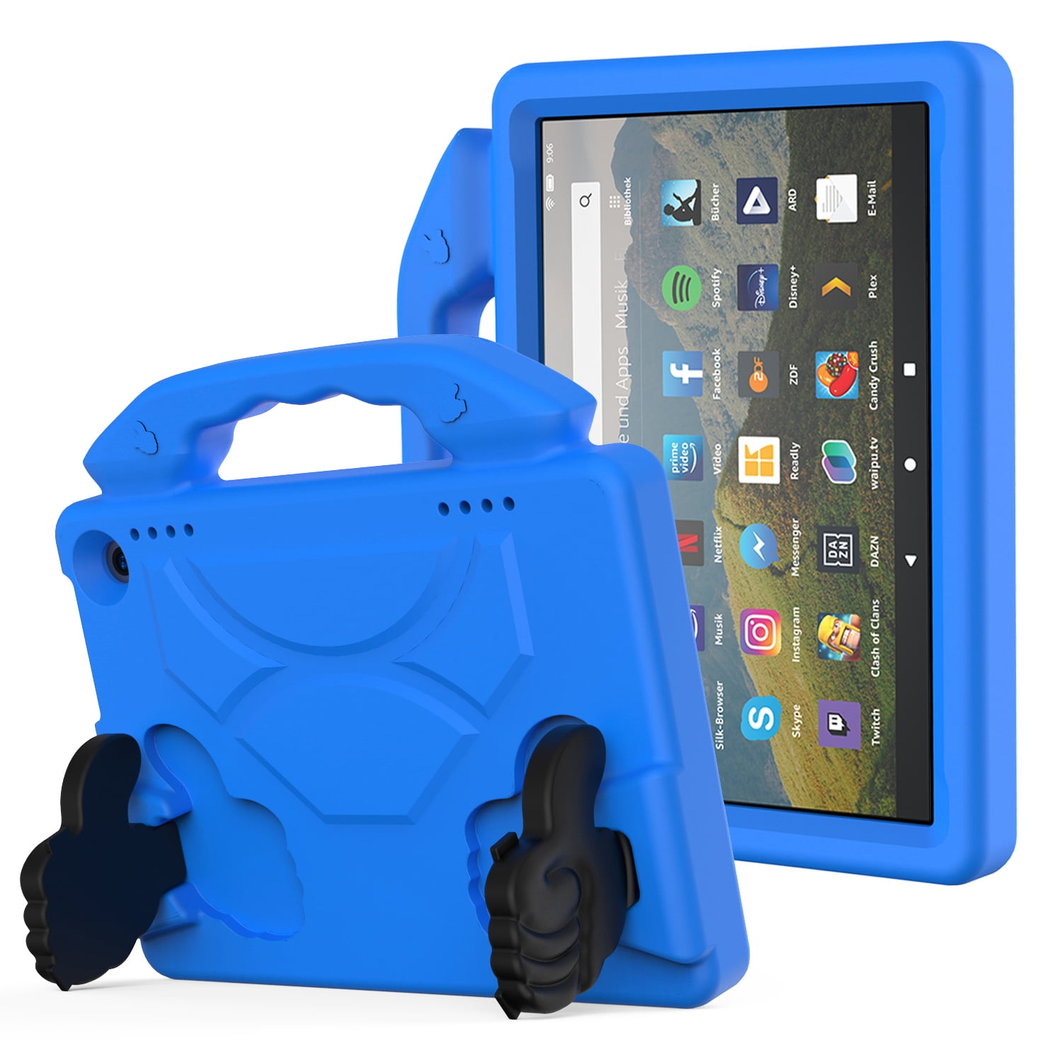 For Amazon Kindle Fire HD7 Thumbs Up Kickstand Shockproof Tablet Case Cover – Blue