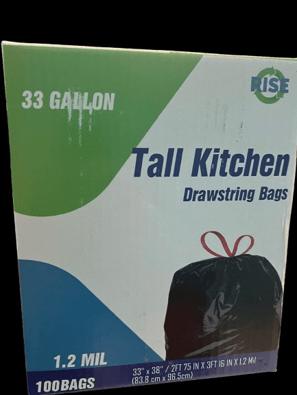 Black 33 Gallon With Draw String 100/Case