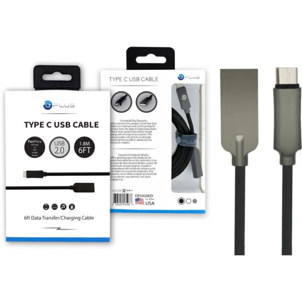 uPlus 6ft Type-C to USB White Charging and Data Sync Cable for Samsung Galaxy LG Google Pixel - Image 4