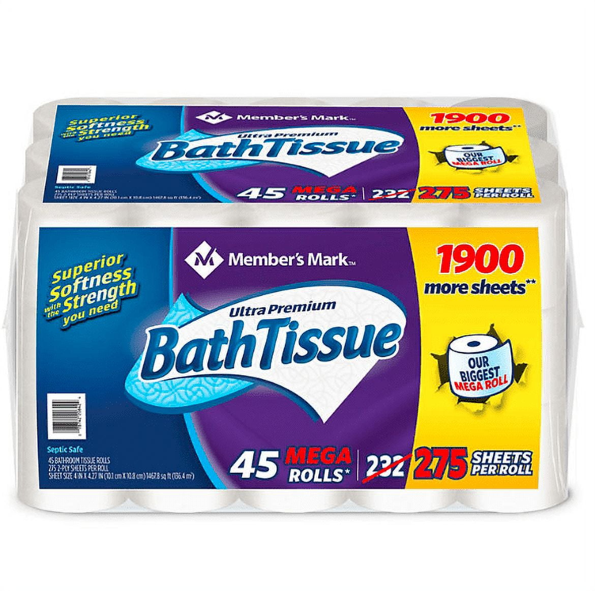 Ultra Premium Soft and Strong 2-Ply Toilet Paper (275 sheets/roll, 45 rolls)