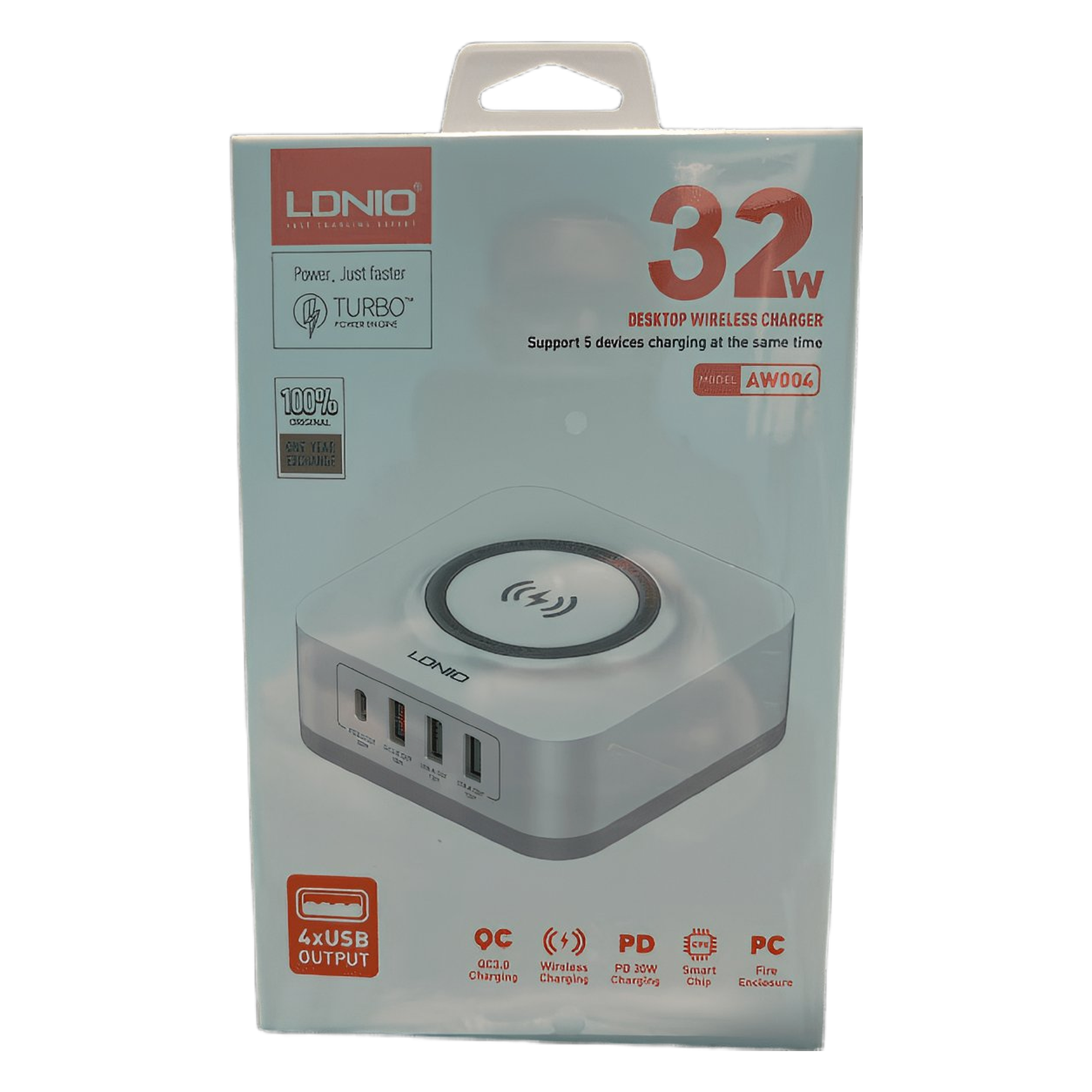 32W LDNIO 5-in-1 Wireless Charger Multi-Device Charging USB-C Port Fast Chargers