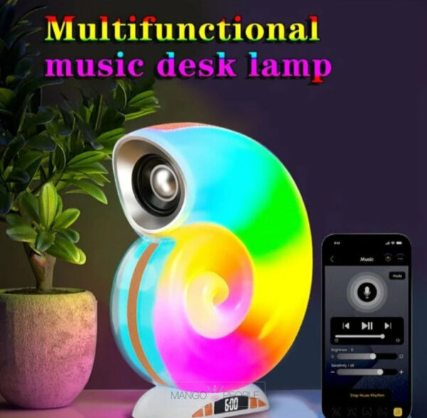 H&MI New Conch Music Light, Desktop Smart Speaker Atmosphere Light, Alarm Clock Wake Up Light, Symphony Dynamic Smart Night Light Table Lamp,