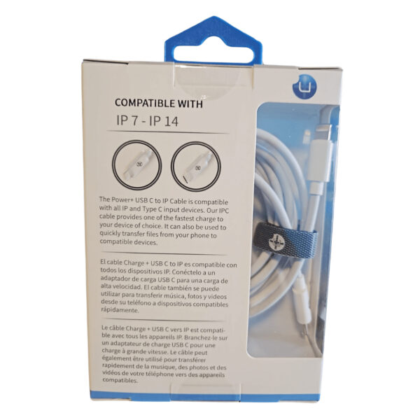 U Plus 6ft Type-C To I Phone White Charging and Data Sync Cable - Image 3