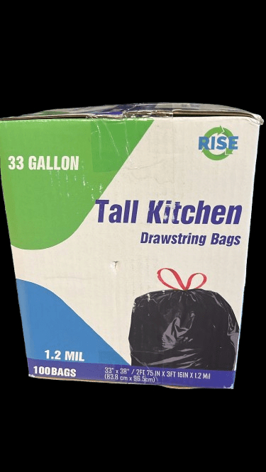 Black 33 Gallon With Draw String 100/Case