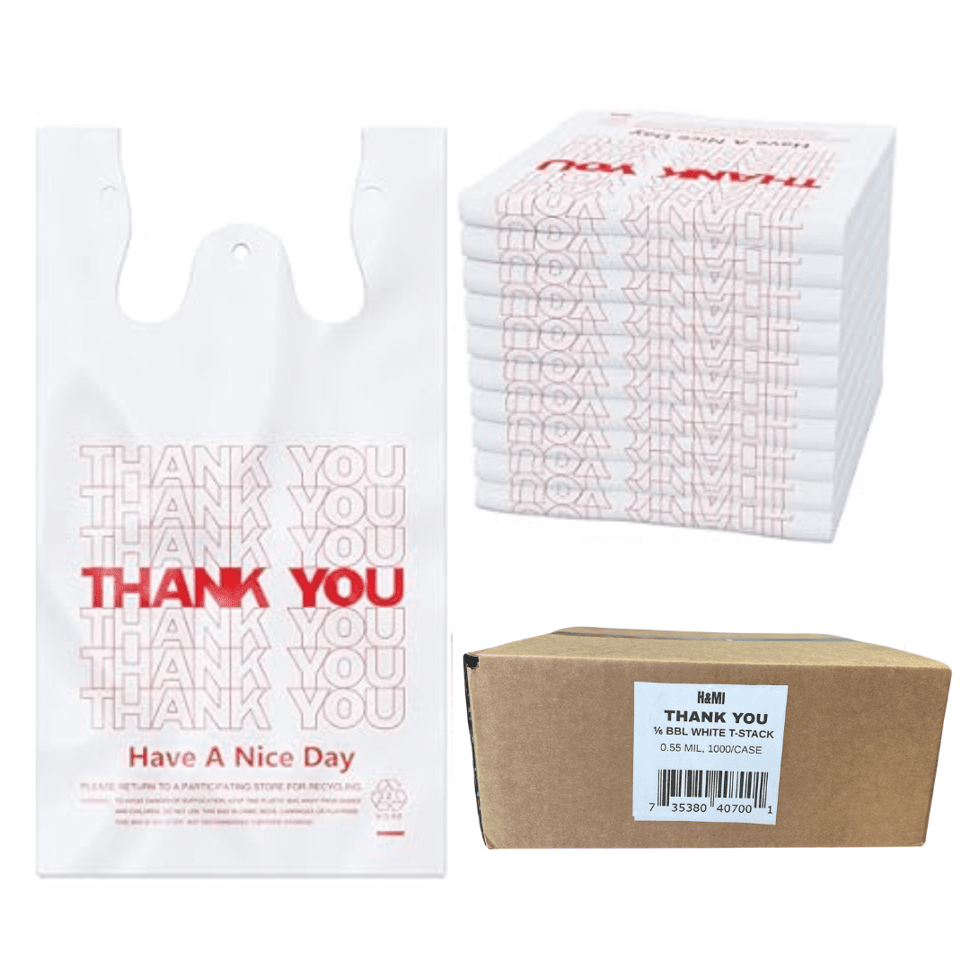 White T-Shirt Heavy Duty Large Carryout Bags (1,000 Count)