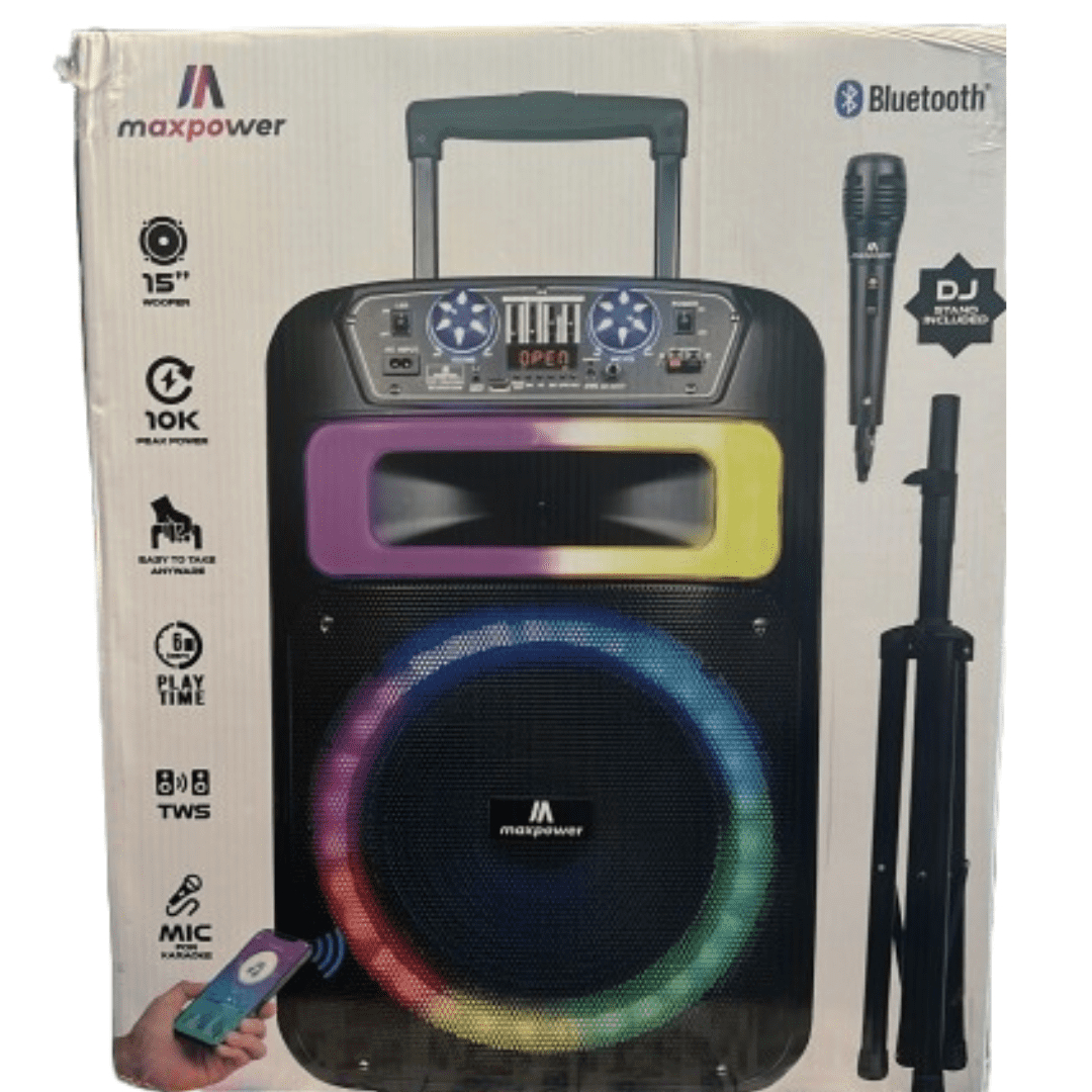 Maxpower 15? MPD 1051 Woofer Bluetooth Speaker with Stand Combo / Wired Mic / Remote