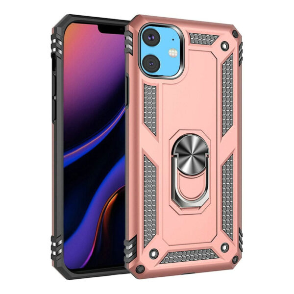 GSA Ring Magnetic Kickstand Hybrid Case Cover For iPhone 15 - Rose Gold - Image 5
