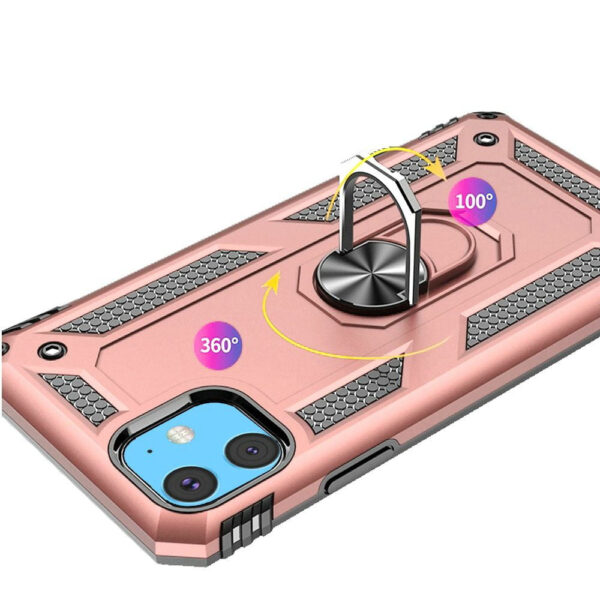 GSA Ring Magnetic Kickstand Hybrid Case Cover For iPhone 15 - Rose Gold - Image 7
