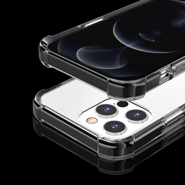 For iPhone 15 Acrylic Tough 2.5mm Transparent ShockProof Hybrid Case Cover - Black - Image 3