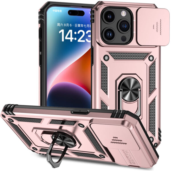 For iPhone 15 Pro Max Case Shockproof RingStand Lens Cover + 2 Screen Protectors - Image 3