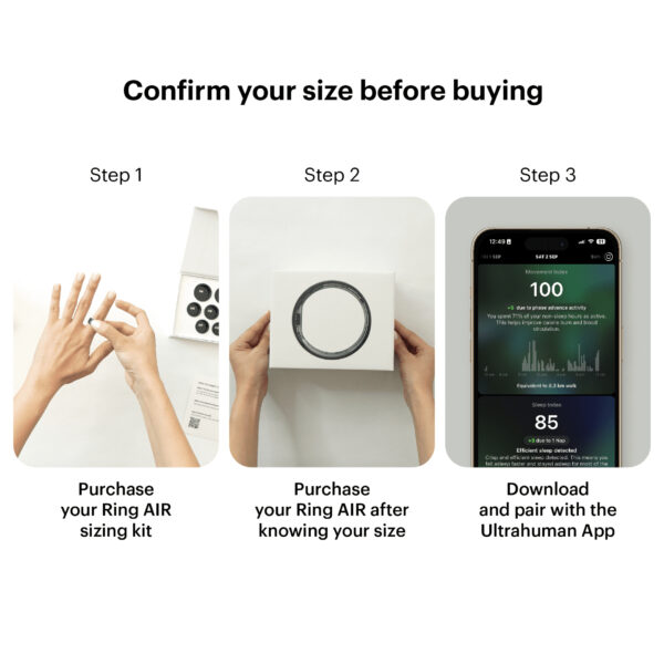 Ultrahuman Ring AIR Size 11 - World’s Lightest Sleep-Tracking Wearable - Matte Grey - Image 3
