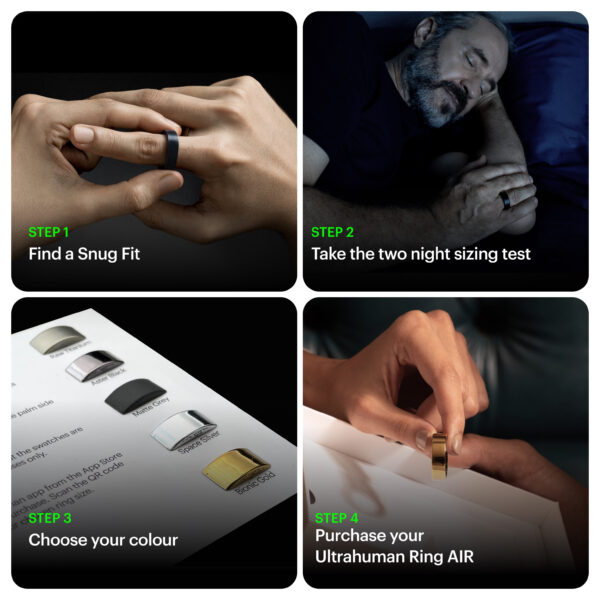 Ultrahuman Ring AIR Size 10 - World’s Lightest Sleep-Tracking Wearable - Aster Black - Image 11