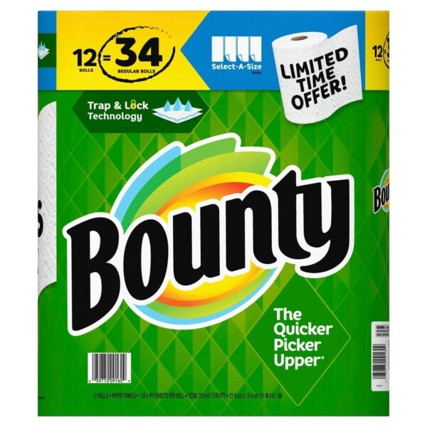 Bounty Select-A-Size 2-Ply Paper Towels, White (139 sheets/roll, 12 rolls) - Image 3