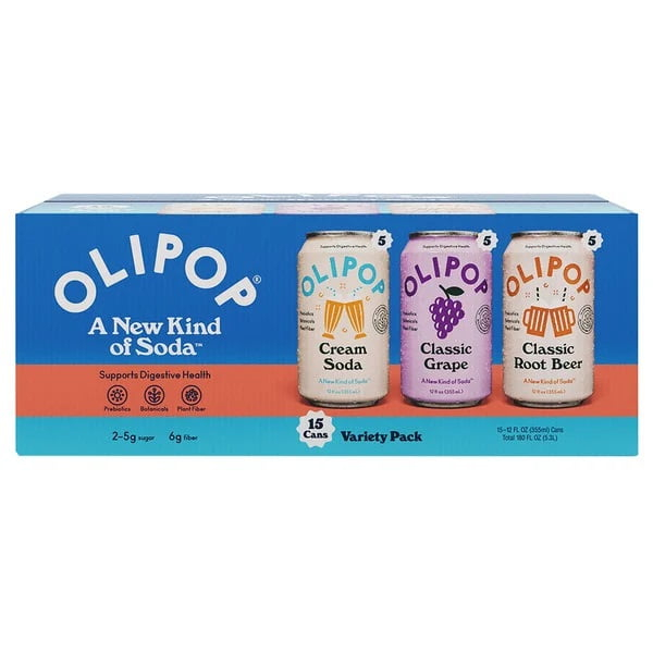 Olipop Soda Variety Pack, 12 Fluid Ounce (Pack of 15)