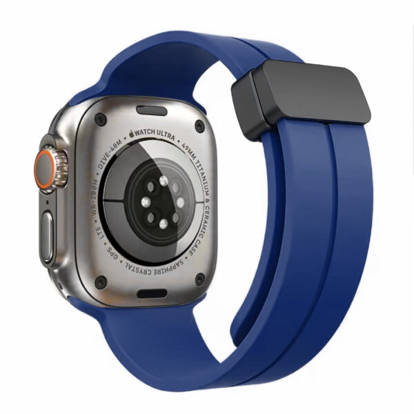 For Apple Watch Size 42/44/45mm Magnetic Buckle Premium Silicone Watch Band - Blue