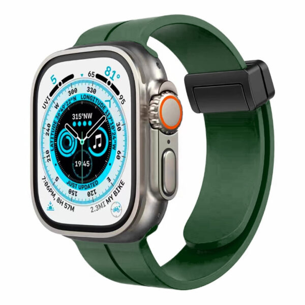 For Apple Watch Size 42/44/45mm Magnetic Buckle Premium Silicone Watch Band - Blue - Image 5