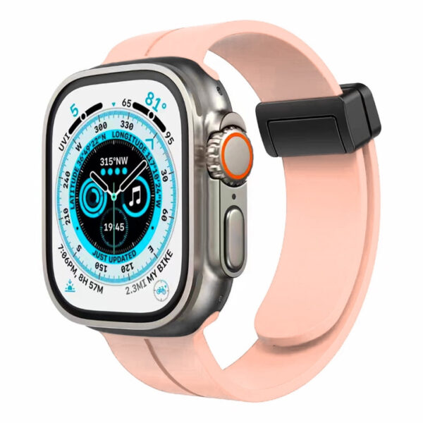For Apple Watch Size 42/44/45mm Magnetic Buckle Premium Silicone Watch Band - Blue - Image 7