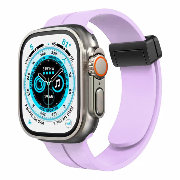 For Apple Watch Size 42/44/45mm Magnetic Buckle Premium Silicone Watch Band - Blue - Image 12