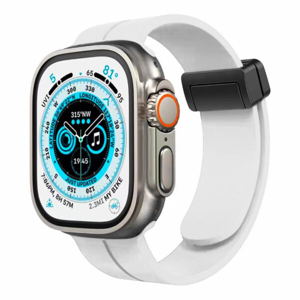 For Apple Watch Size 42/44/45mm Magnetic Buckle Premium Silicone Watch Band - Blue - Image 14