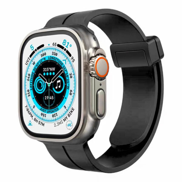 For Apple Watch Size 42/44/45mm Magnetic Buckle Premium Silicone Watch Band - Blue - Image 15