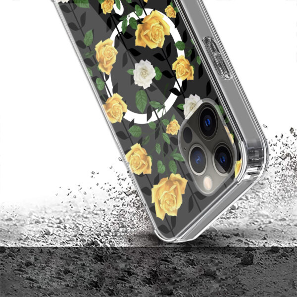 For iPhone 15 PRO Case Floral Print Clear Magnetic Charging + 2 Tempered Glass - Image 11