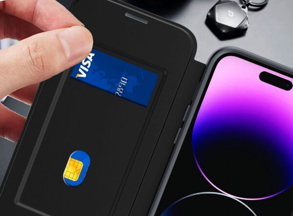 For iPhone 15 PRO Case Bank Card Flap Magnetic Charging Cover + 2 Tempered Glass - Image 10