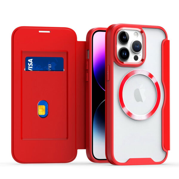 For iPhone 15 PRO Case Bank Card Flap Magnetic Charging Cover + 2 Tempered Glass - Image 16