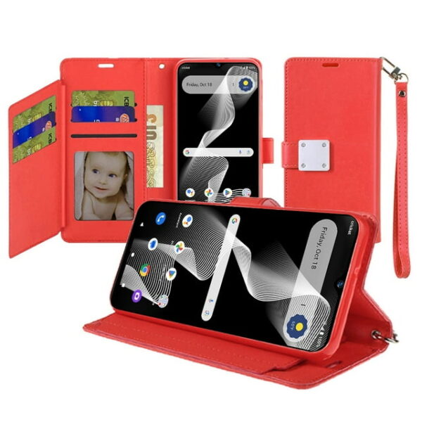 For Cricket Debut S3 Case PU Leather Phone Wallet Extra Card Flap and Wristlet