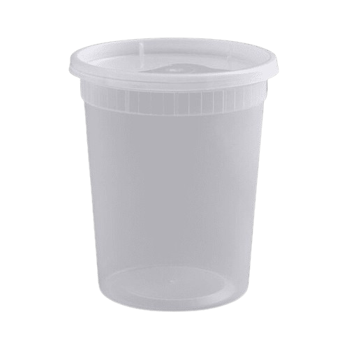 Rise Heavy Duty 32 oz. Microwavable Translucent Plastic Deli Container and Lid Combo Pack – 240/Case