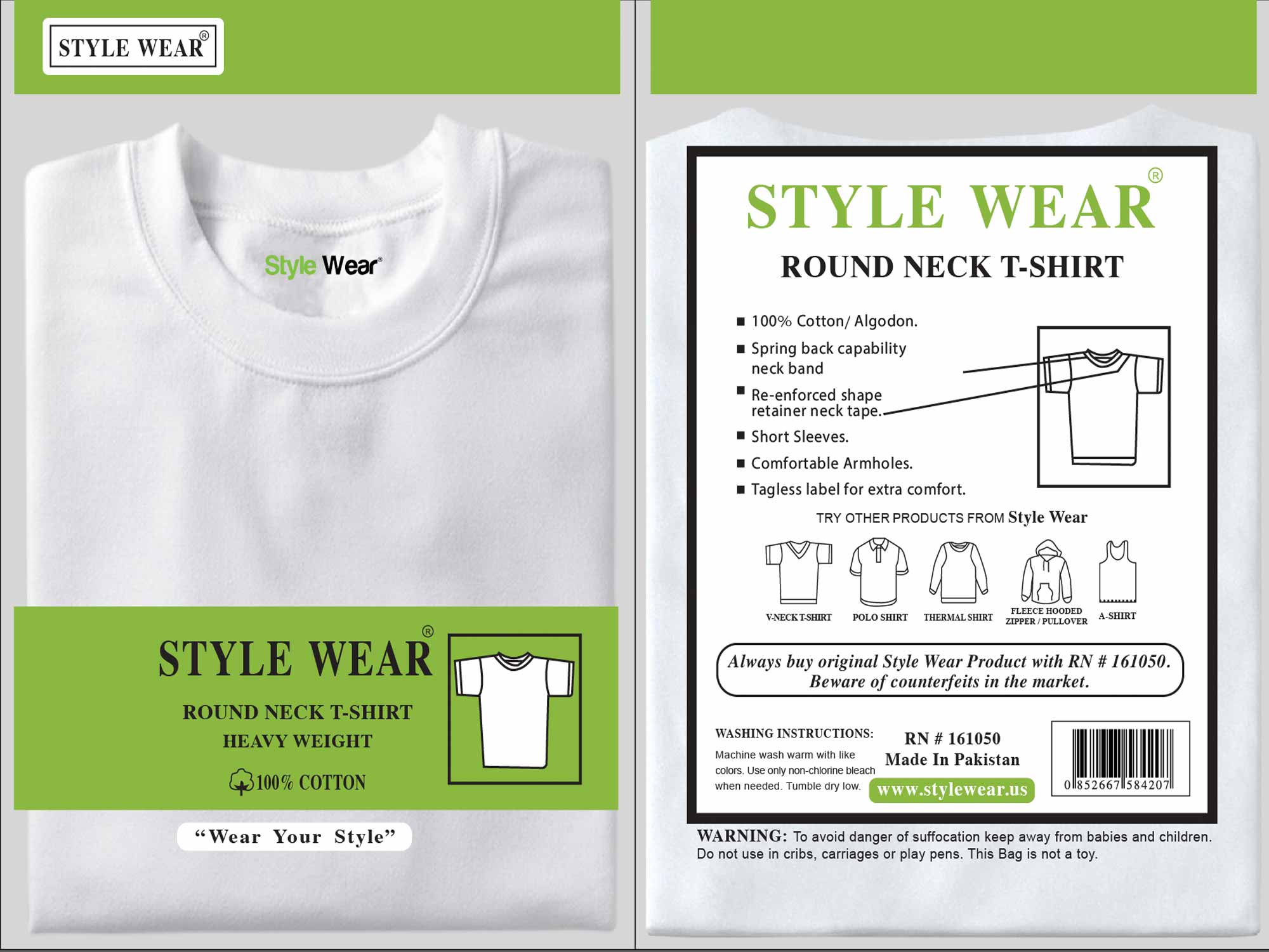 Style Wear Round Neck T-Shirt 100% Cotton