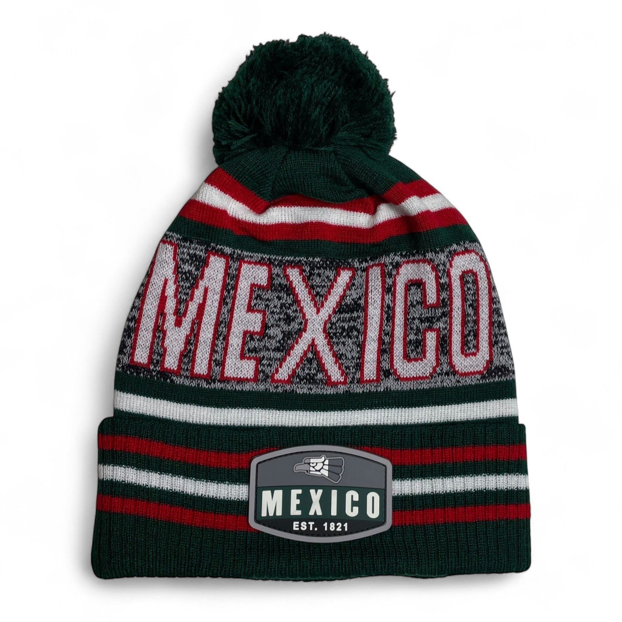 Warmth-Locking Hecho en Mexico Eagle Pom Knit Beanie