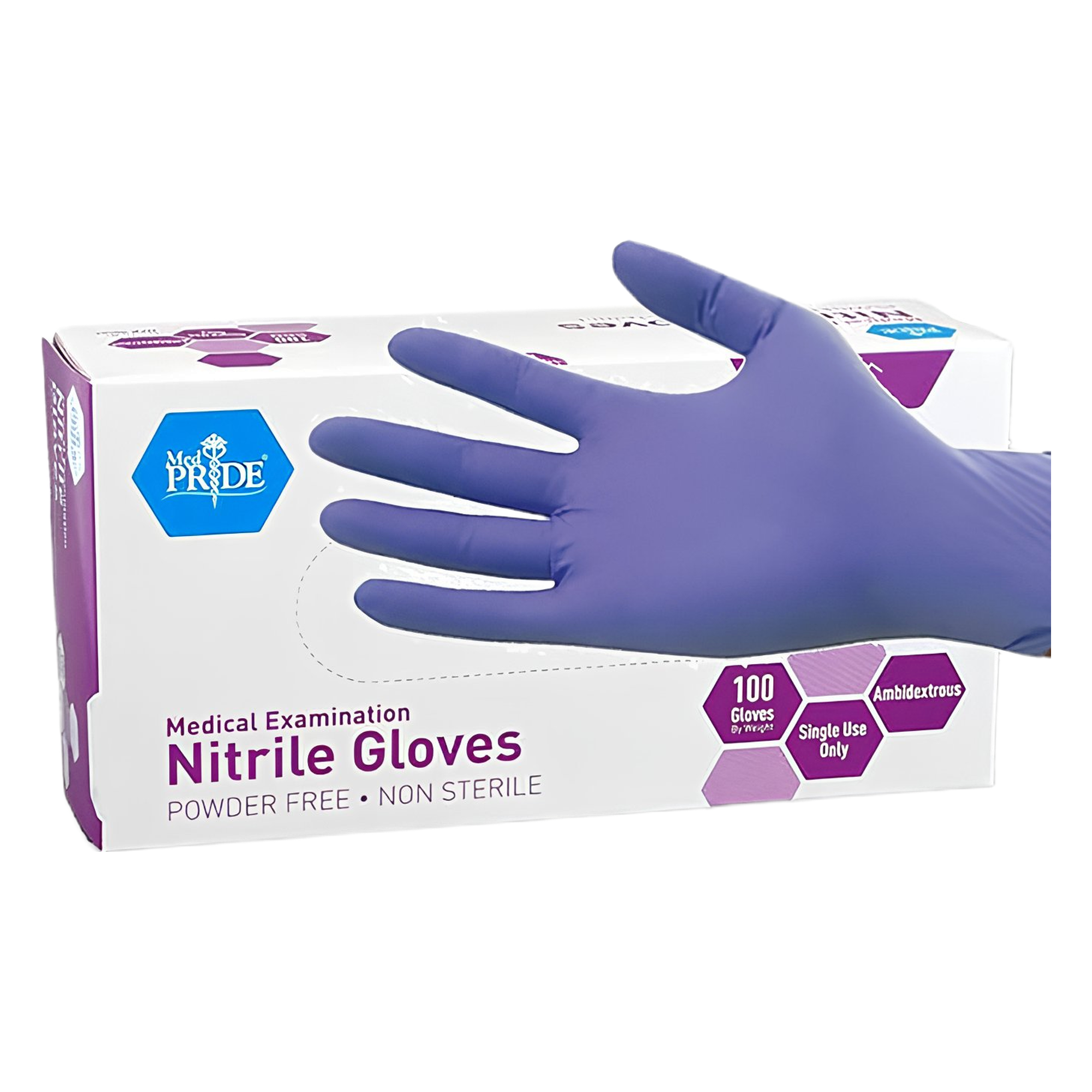 Powder-Free Blue Nitrile Gloves, 4 Mil Large, 100/Box
